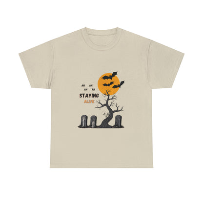 Graveyard Groove: Staying Alive Halloween T-shirt