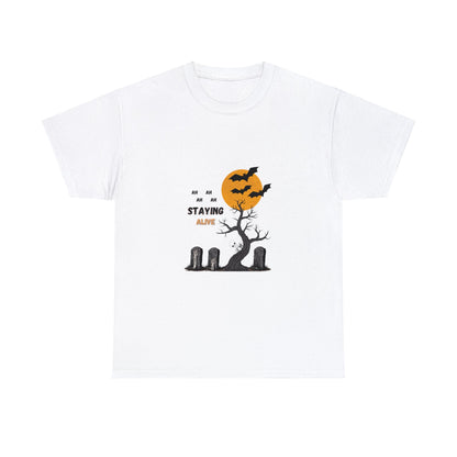 Graveyard Groove: Staying Alive Halloween T-shirt