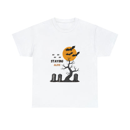 Graveyard Groove: Staying Alive Halloween T-shirt