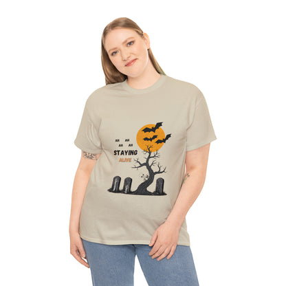 Graveyard Groove: Staying Alive Halloween T-shirt