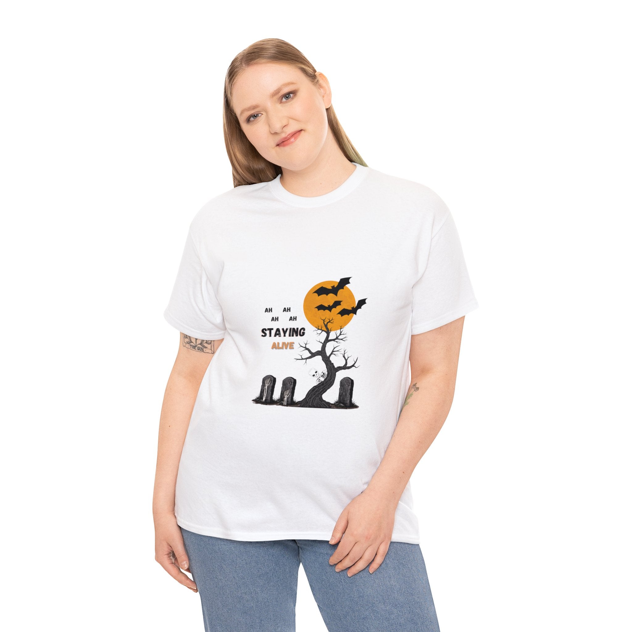 Graveyard Groove: Staying Alive Halloween T-shirt