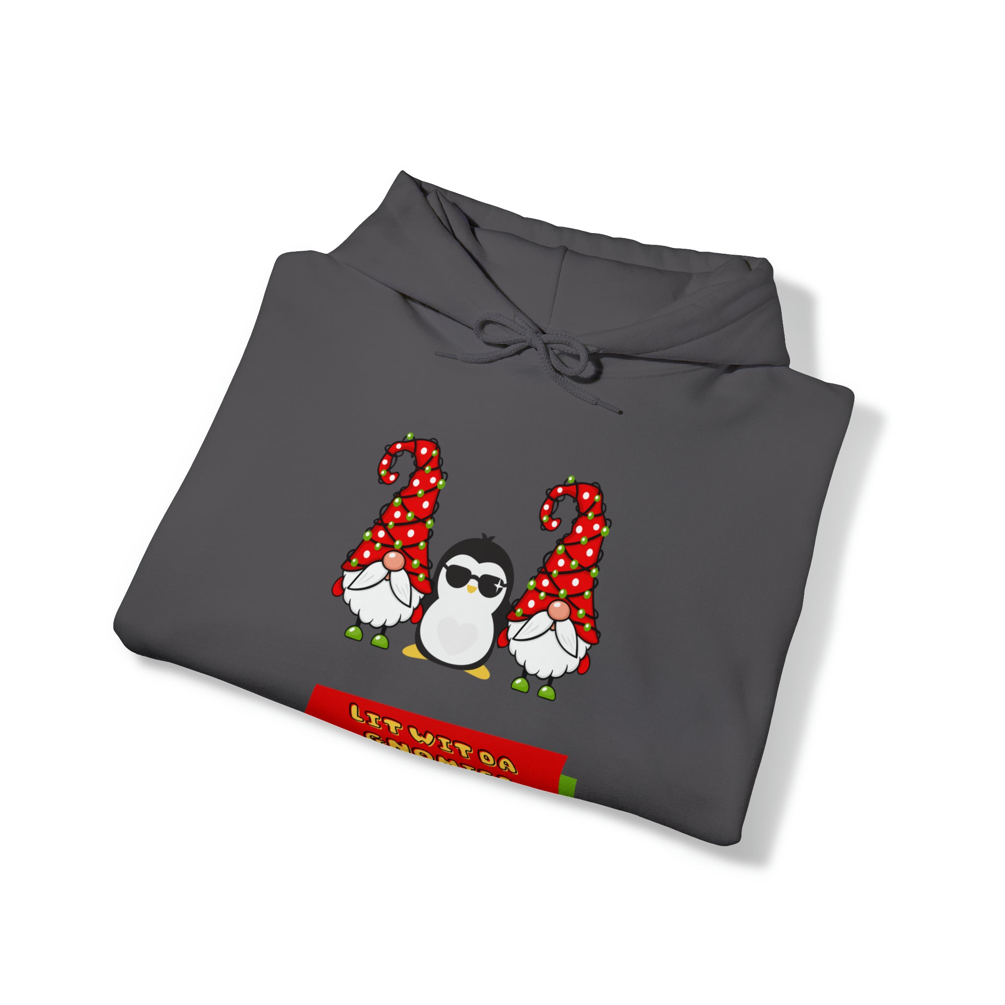 Get Lit with the Gnomies: Festive Holiday Hoodie